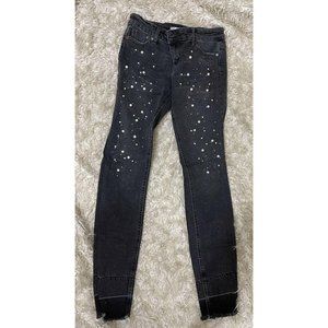 Tractr Jeans Girls 12 Raw Edge Pearls Rhinestones